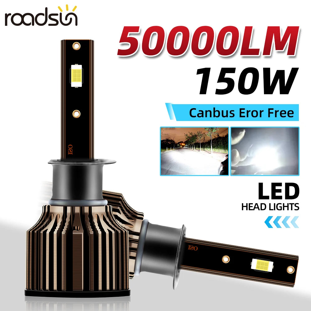 Brilliant White 6000K Turbo Auto Headlights 150W Dual Pack - Universal Fit for H11 H7 H4 Models