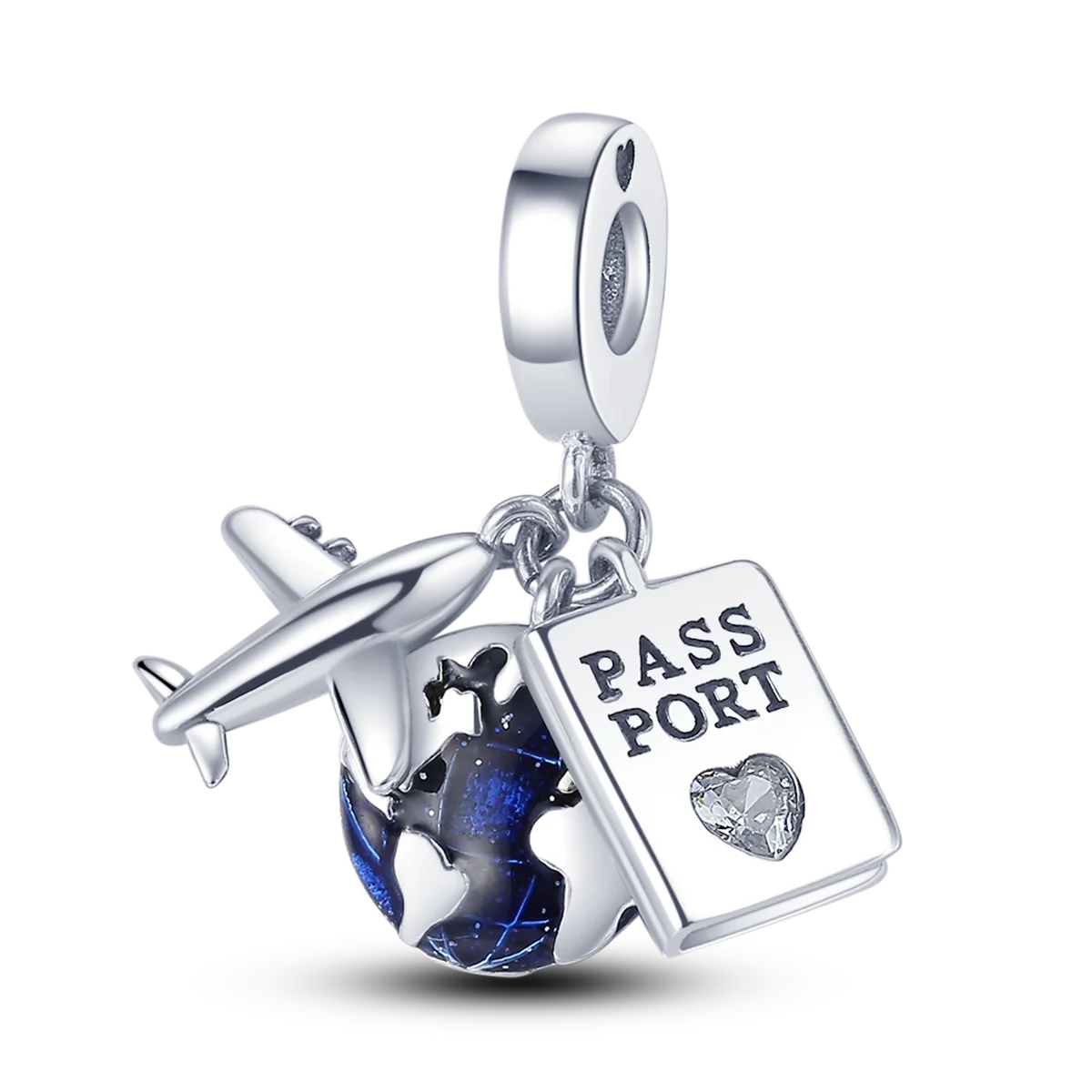 925 Silver Paris Plane Travel Charms for Bracelet Jewelry KTC008