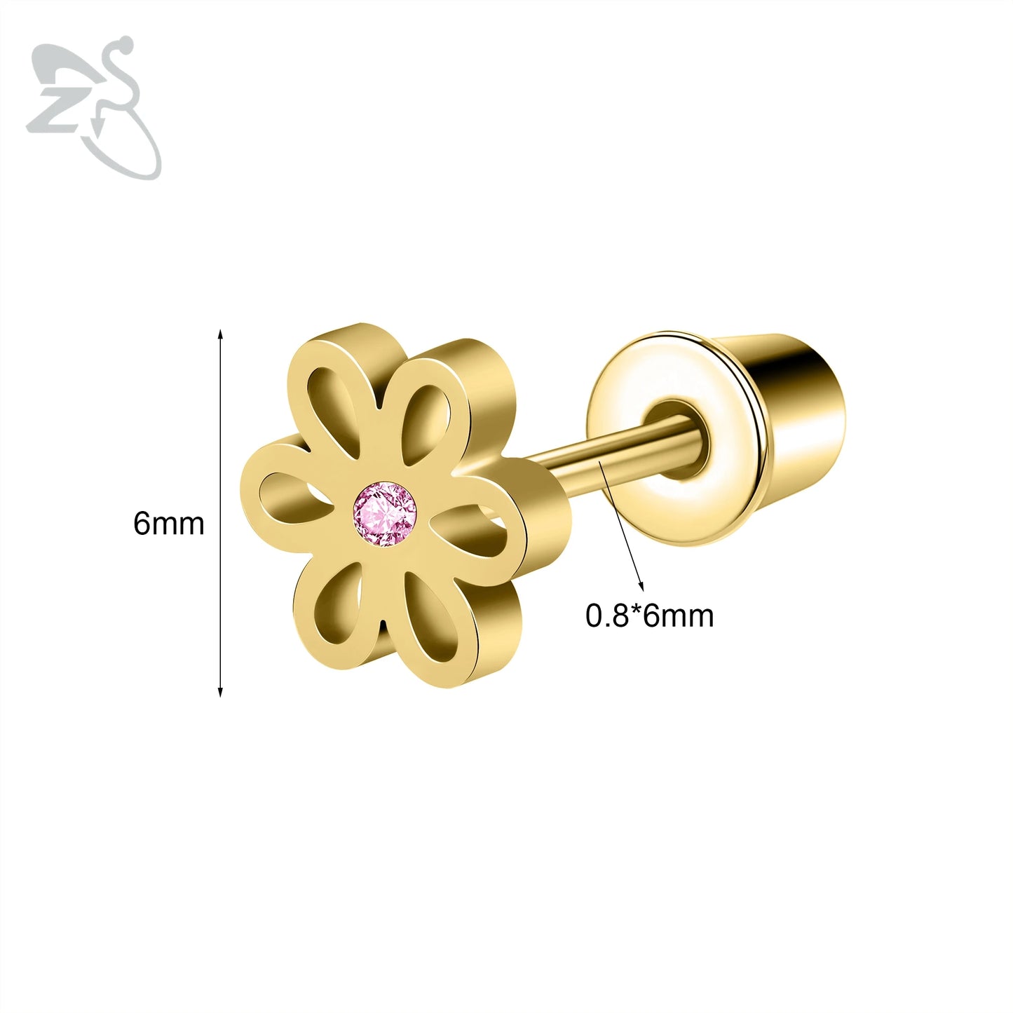 Charming Stainless Steel Flower Butterfly Stud Earrings for Children and Women