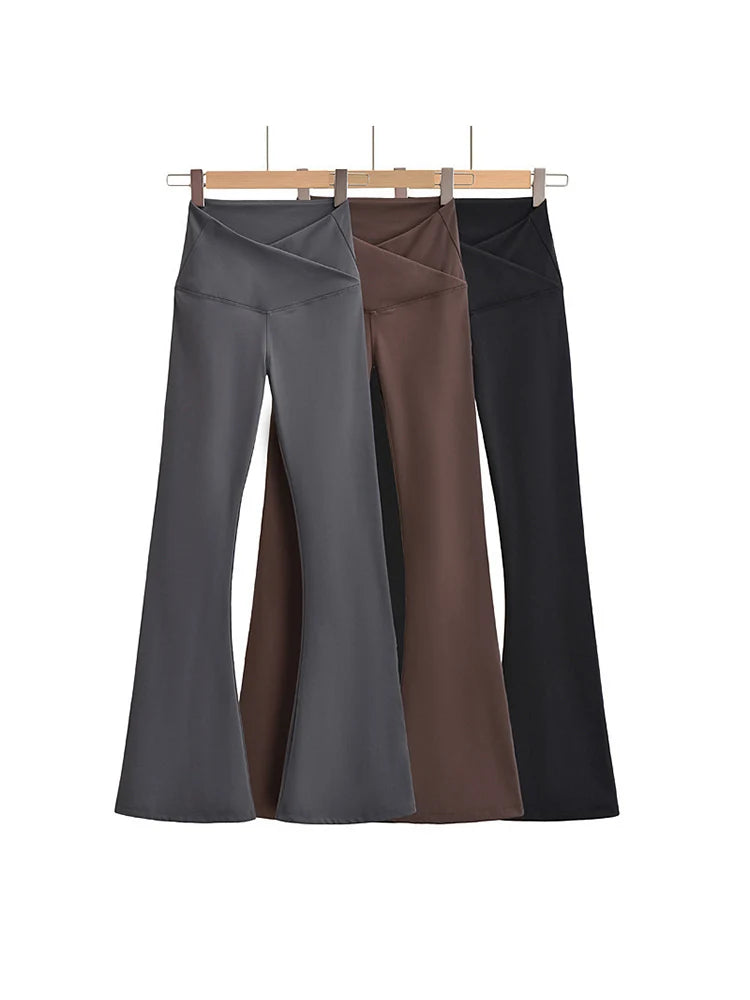 Fall Korean Style Flare Leg Yoga Pants For Women Black