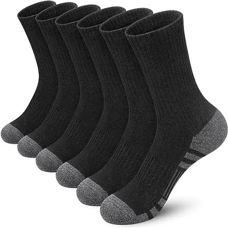 6 or 12 Pairs Men's Outdoor Gym Socks Soft Comfortable Ground-Grip Football Crew Socks Large Size
