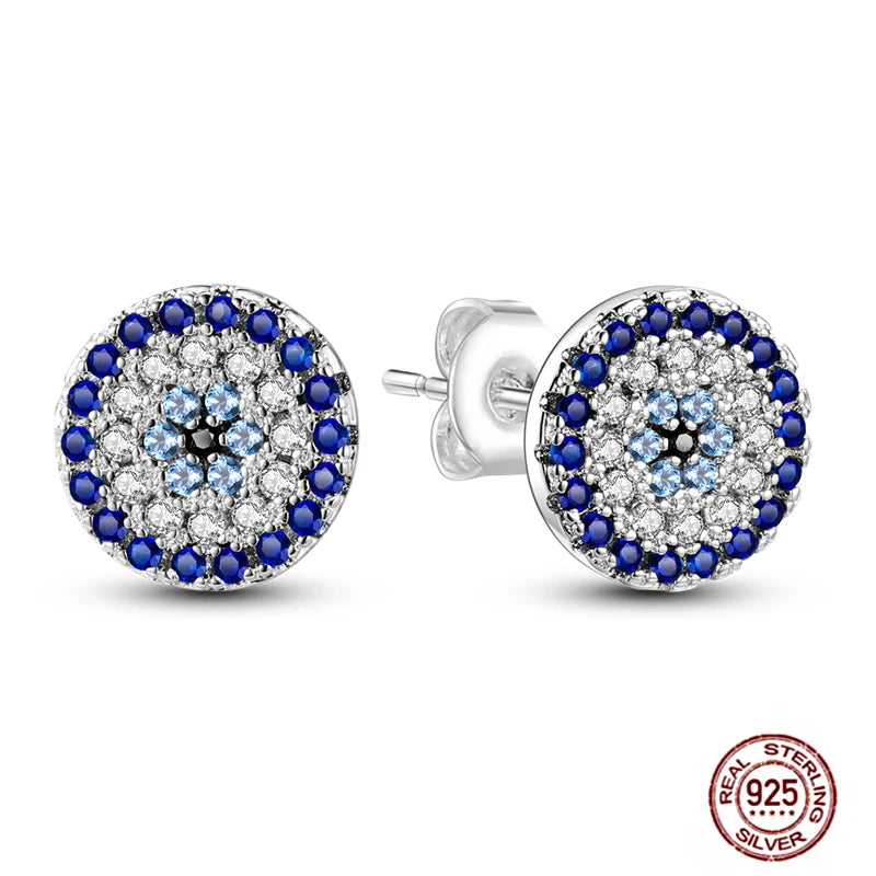 Blue Zircon 925 Sterling Silver Hoop Earrings Star Moon Butterfly Jewelry LTE101
