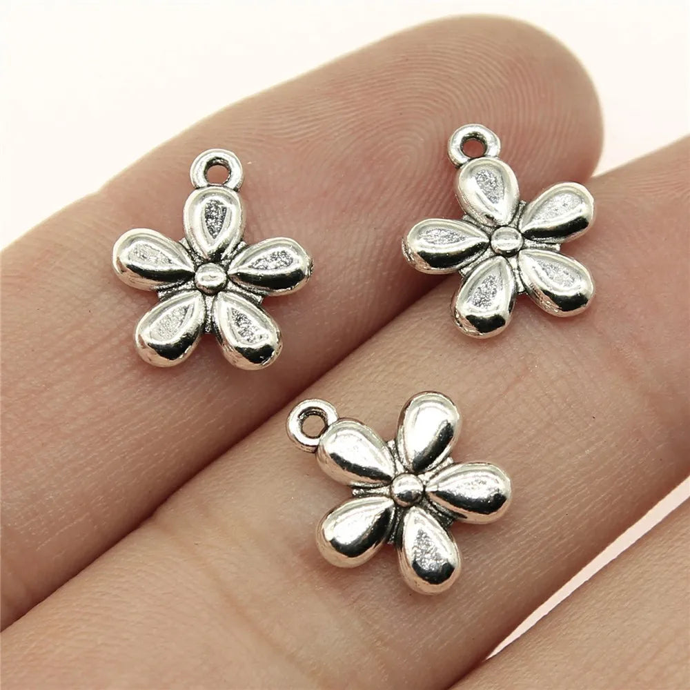 20Pc Antique Silver Sunflower Daisy Charms For Bracelets