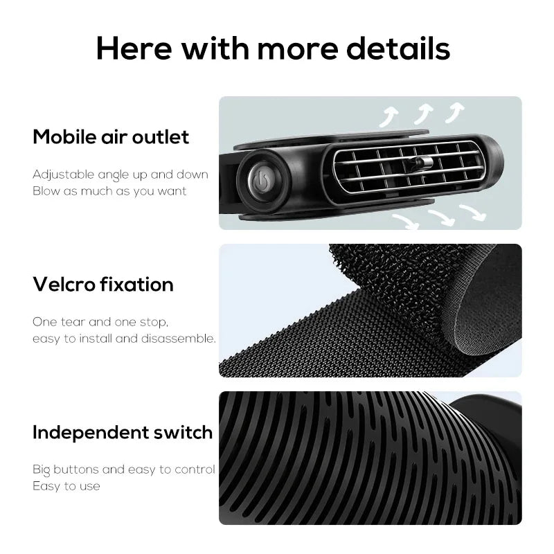 Car Rear Seat Headrest Cooling Fan Electric 3-Speed Mini Fan