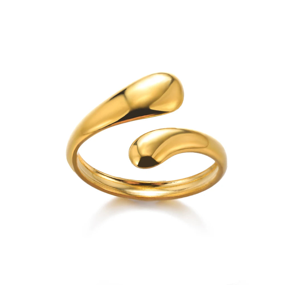Gold Color 316L Stainless Steel Women's Rings - Fade-Resistant Luxury Wedding Jewelry with Free Shipping