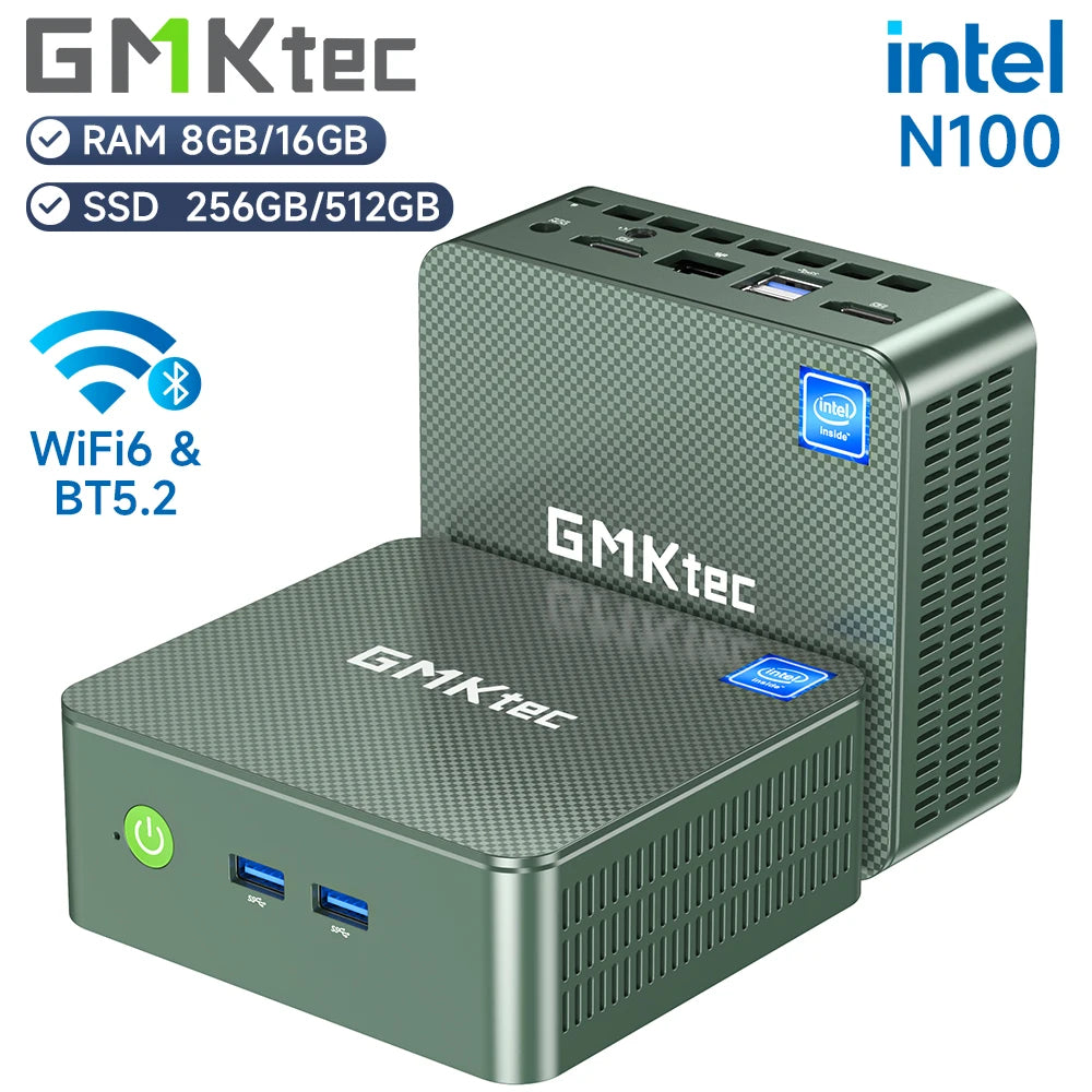 GMKtec G3 Mini PC Intel Alder Lake N100 Windows 11 Pro 8GB 16GB DDR4 256GB 512GB PCIe M.2 SSD WiFi 6 Bluetooth 5.2 Compact Desktop Computer