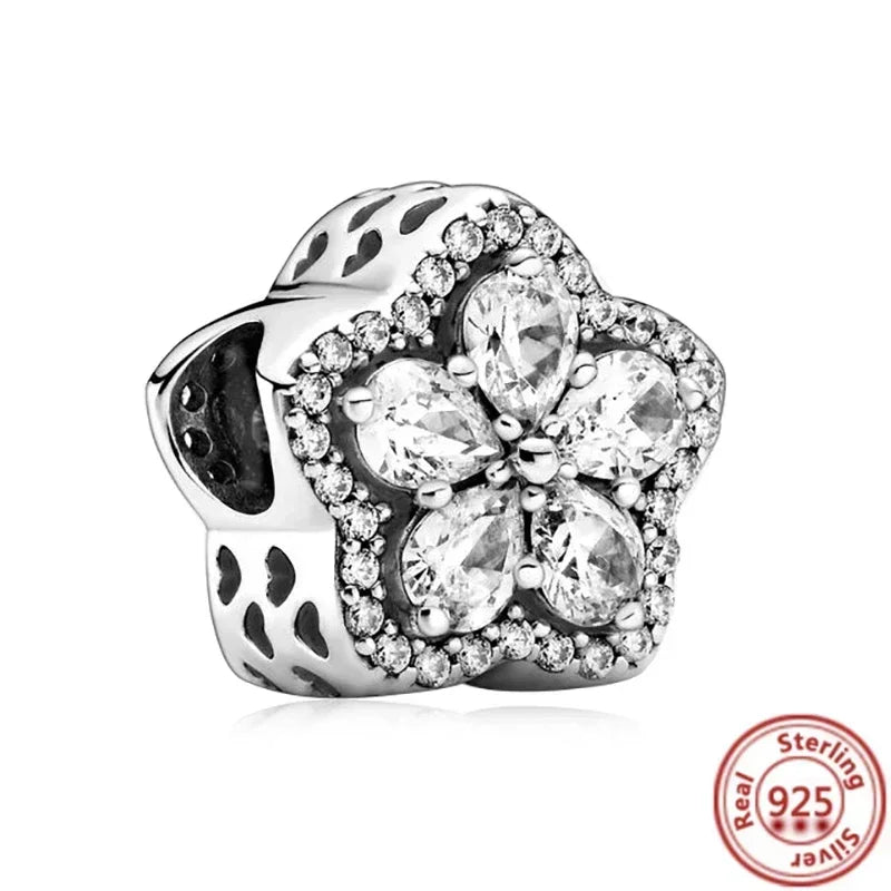 925 Sterling Silver Heart Family Tree Snowflake Animal Charms Beads for DIY Bracelet Women Jewelry Gift