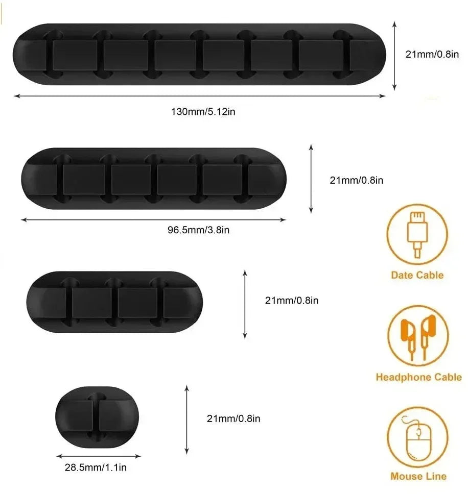 Silicone USB Cable Organizer Clips Self Adhesive Wire Winder for Headset Mouse Keyboard iPhone Huawei