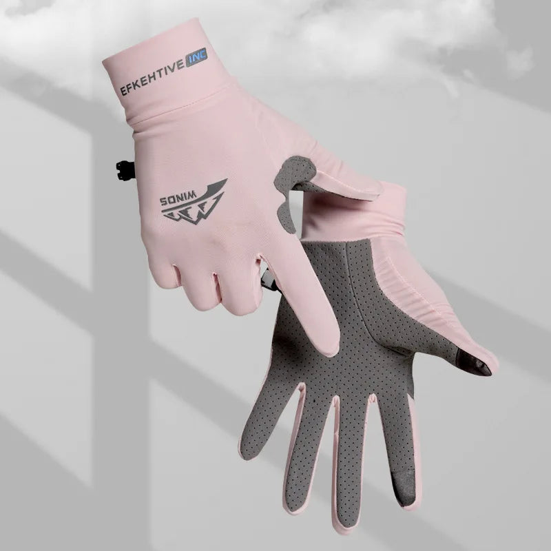 Men's Ice Silk Winter Gloves Anti Slip Full Finger Sunscreen Fishing Kayak Gloves