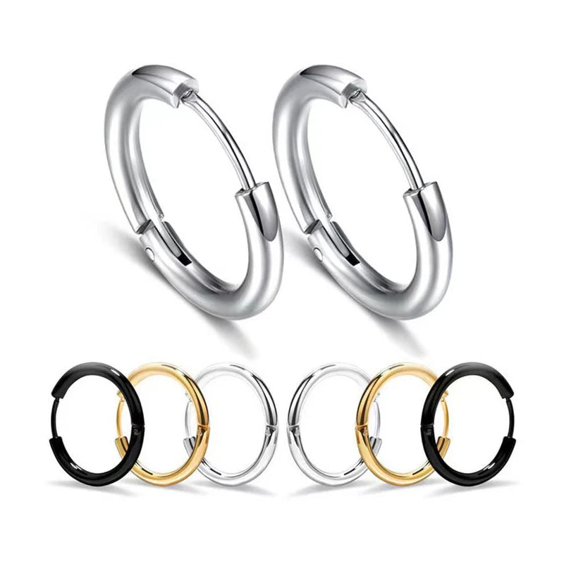 Classic Stainless Steel Hoop Earrings Set for Men and Women 2024