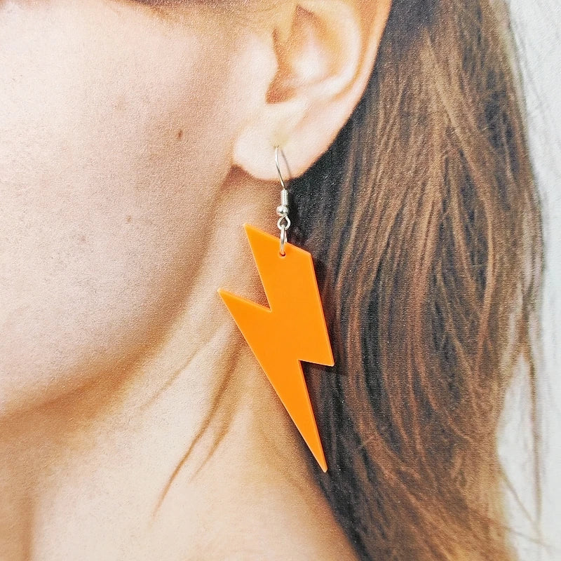 KUGUYS 6.5cm Glitter Neon Acrylic Drop Earrings for Women Classic Summer Accessory