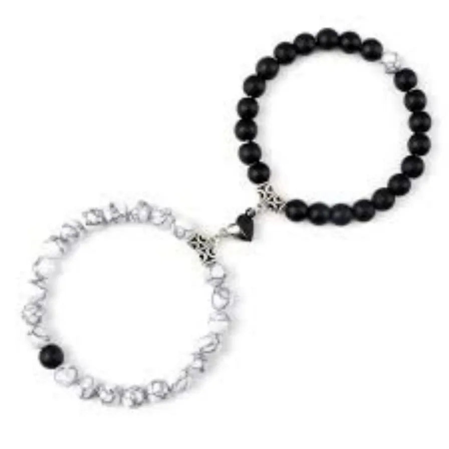 Magnetic Love Stone Beaded Couple Bracelets Set for Women and Men