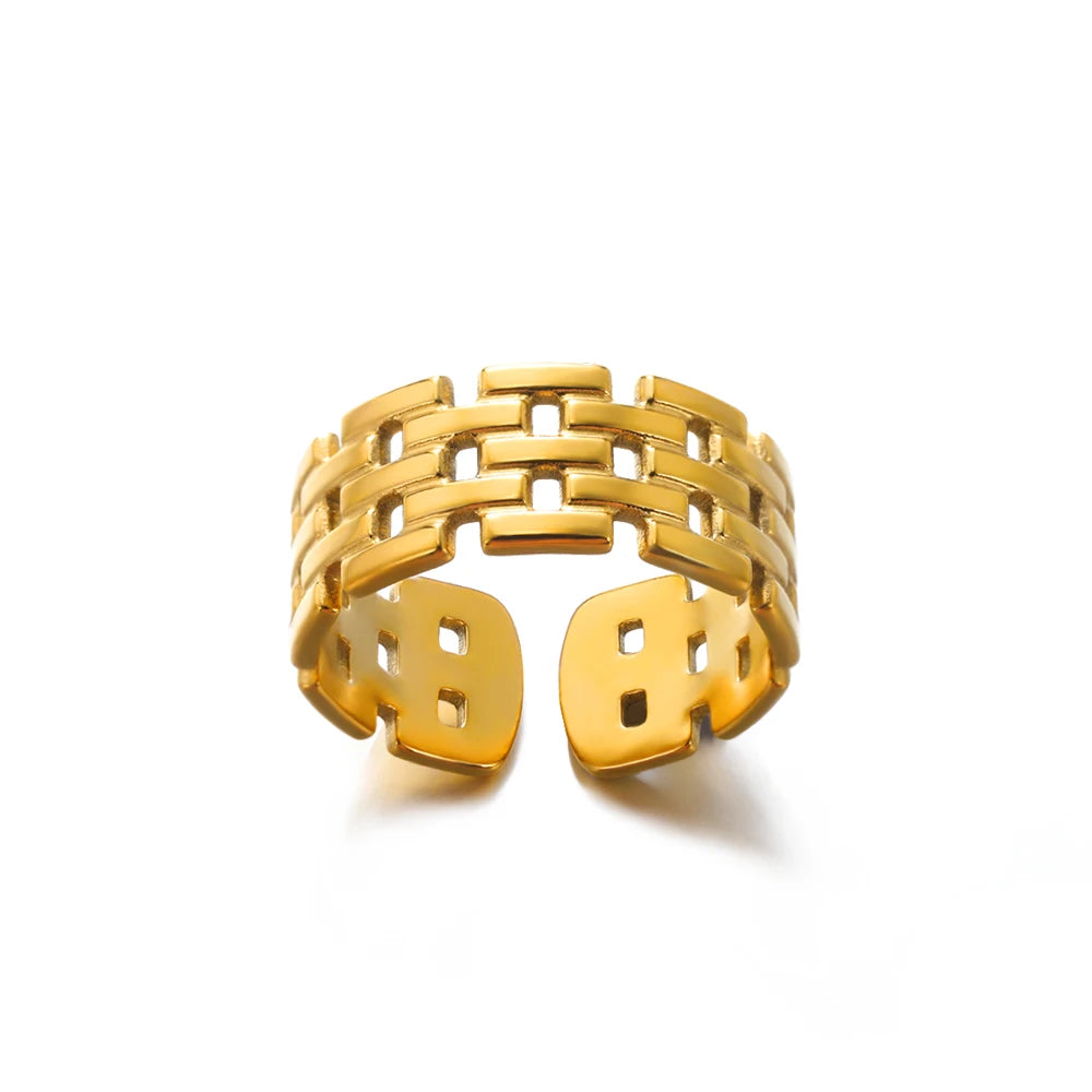 Gold Color 316L Stainless Steel Women's Rings - Fade-Resistant Luxury Wedding Jewelry with Free Shipping
