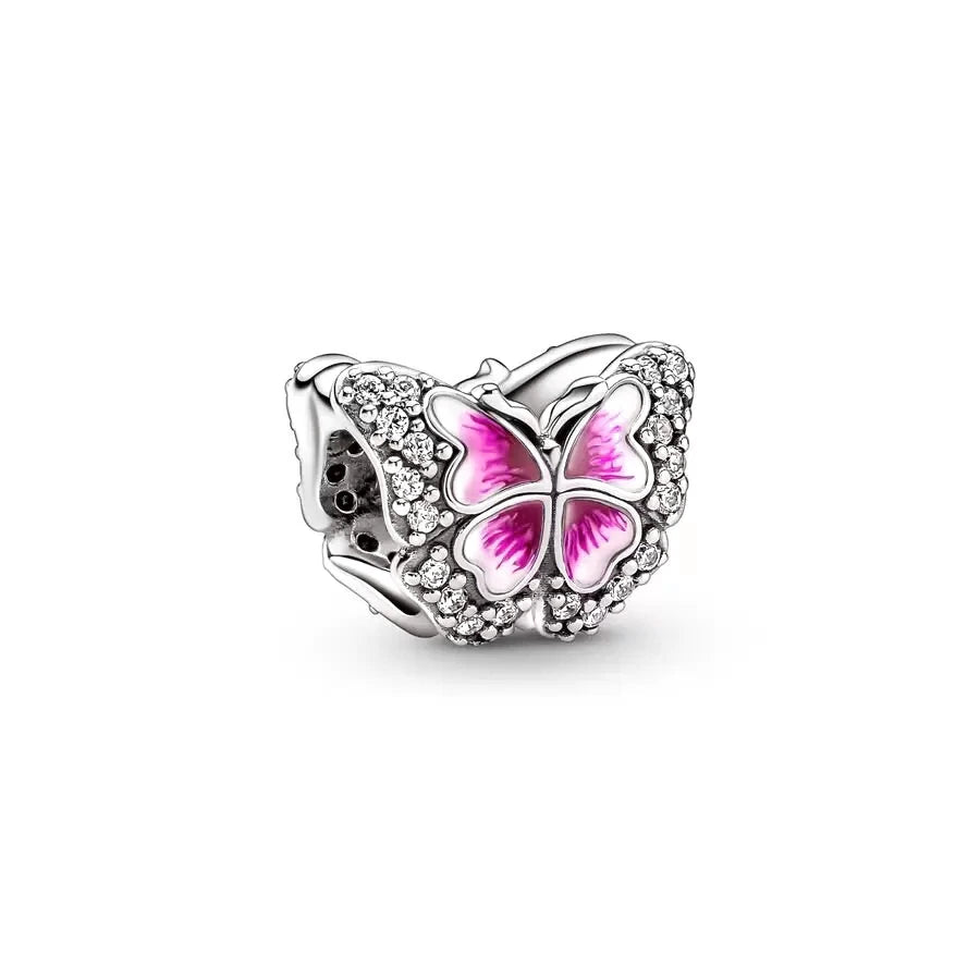 Hot Pink Murano Glass Charm Bead For 925 Bracelet Pendant