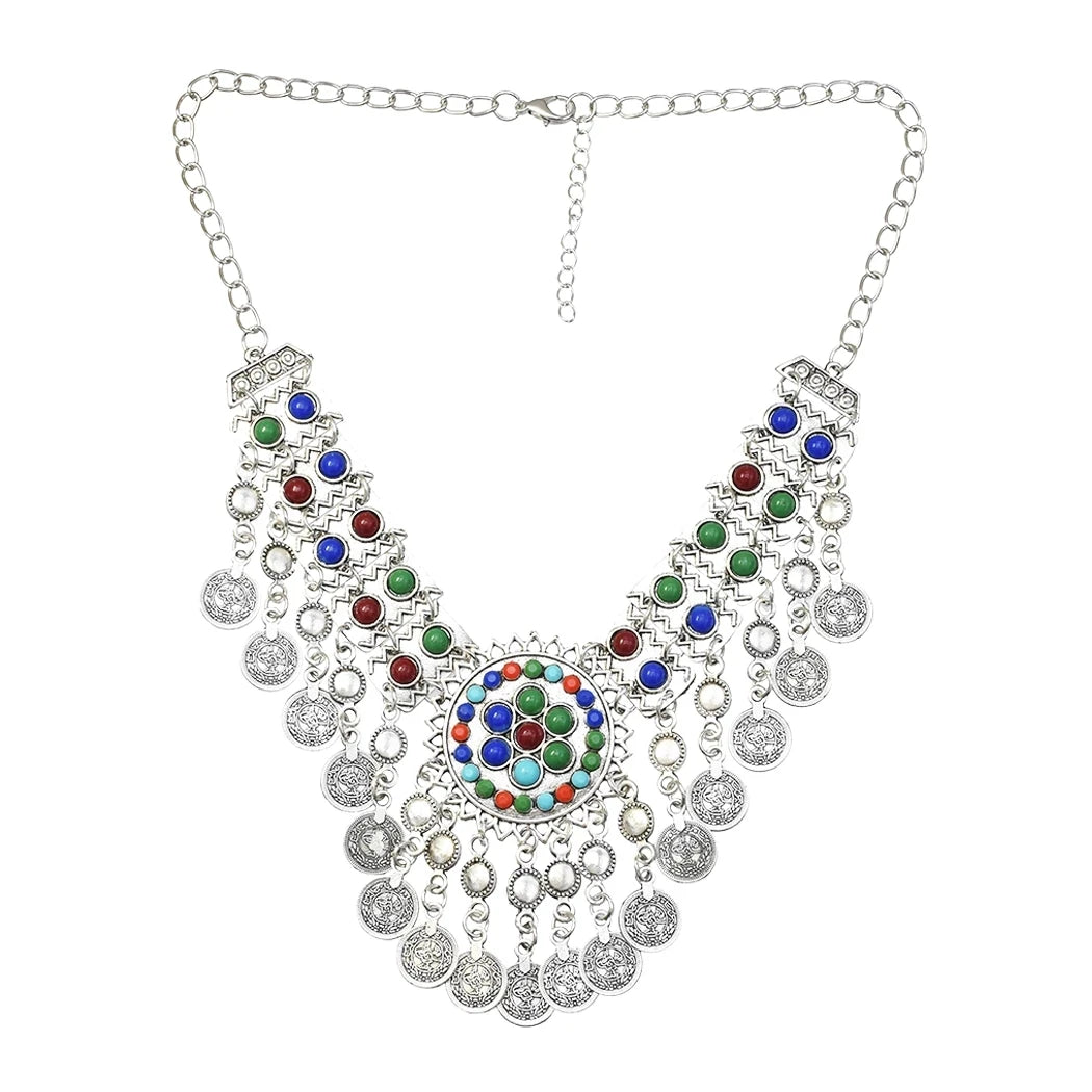 Indian Vintage Coin Tassel Choker Necklace for Women Ethnic Boho Jewelry Gift