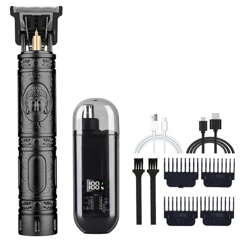 Versatile T9 USB Rechargeable Hair Clipper and Nasal Trimmer for Men