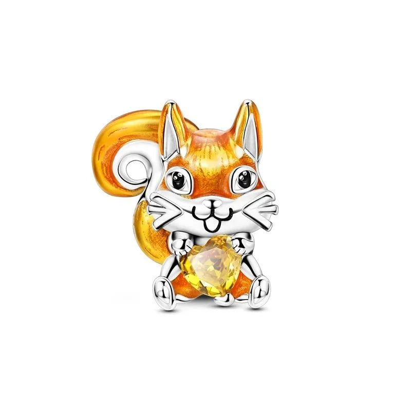 925 Sterling Silver Cat Bear Heart Beads Pendant Charm for Women DIY Bracelet Necklace Gift