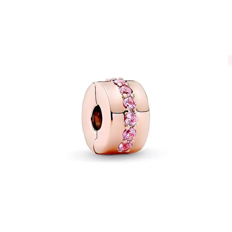 Sparkling Rose Gold Family Tree & Flower Charm Bead for European Silver Bracelet YY1289