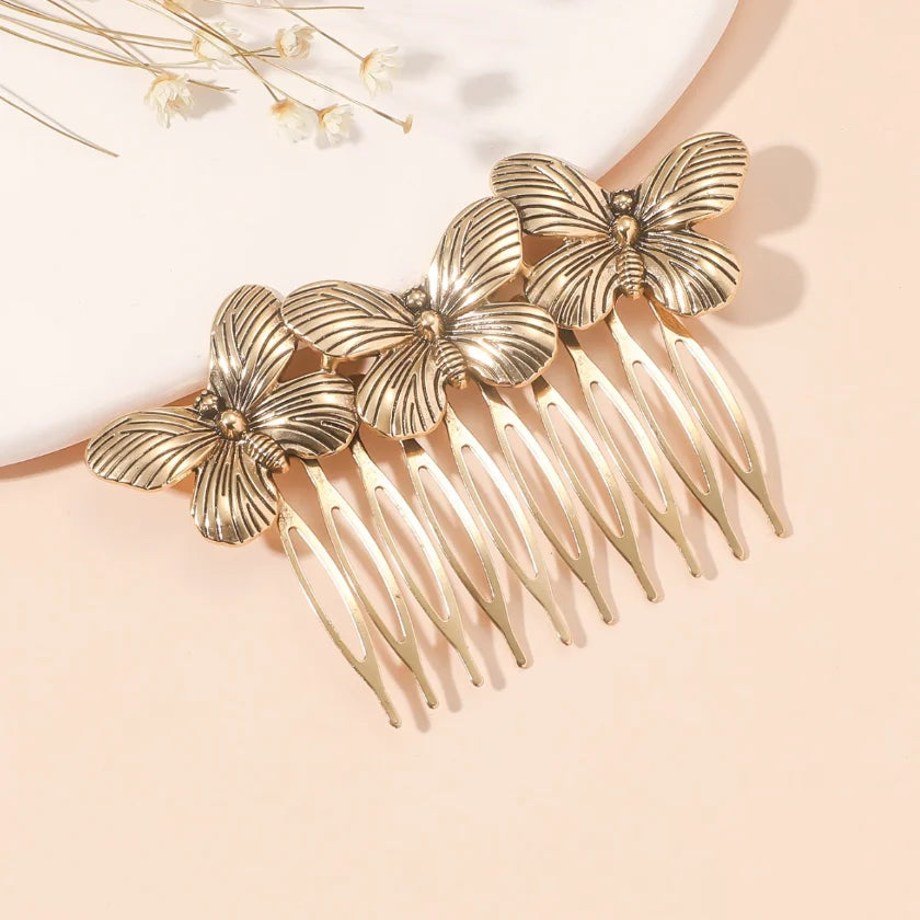 Bridal Crystal Hair Comb - Elegant Hair Clips & Pins for Brides Butterfly A. Gold