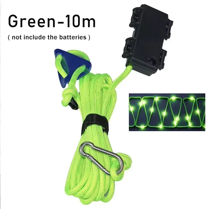 Camping Tent Rope Light Outdoor LED Waterproof 6mm Straps Green-10m