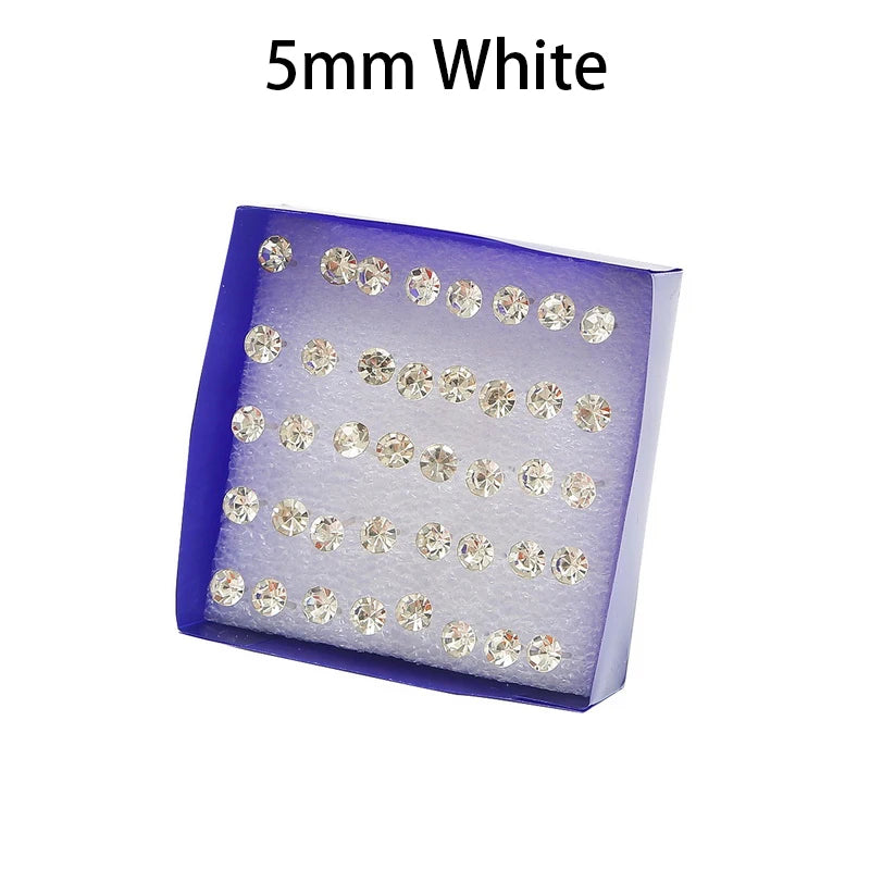 20 Pair Set Women Girls Rhinestone Crystal Stud Earrings Elegant Daily Wear Jewelry Gift