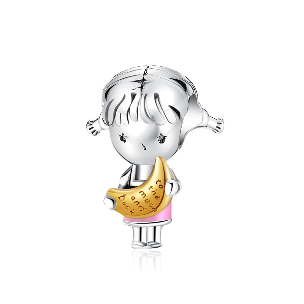 925 Silver Couple Charm Beads for DIY Bracelets Elegant Jewelry B5570