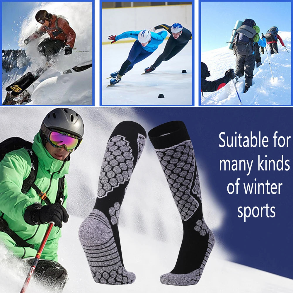 Men Cotton Ski Socks Thick Terry Knee High Warm Outdoor