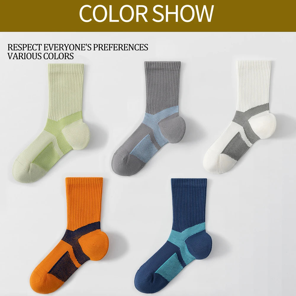 Marathon Running Socks Men Breathable Anti Odor Crew
