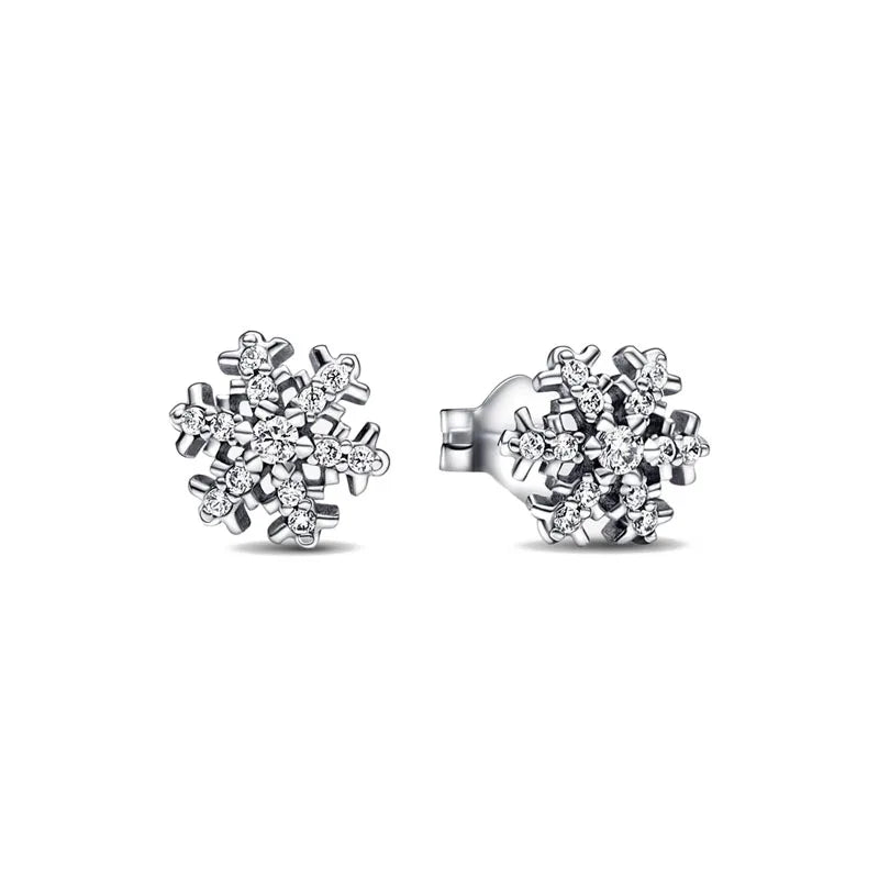 European 925 Silver Snowflake Butterfly Heart Shaped Earrings Exquisite Women's Holiday Jewelry Gifts