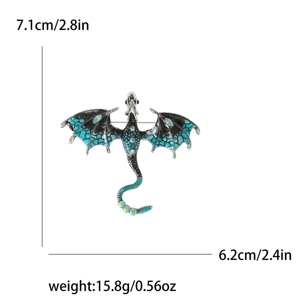 Enamel Dragon Pins for Women Rhinestone Brooch Jewelry Black3539