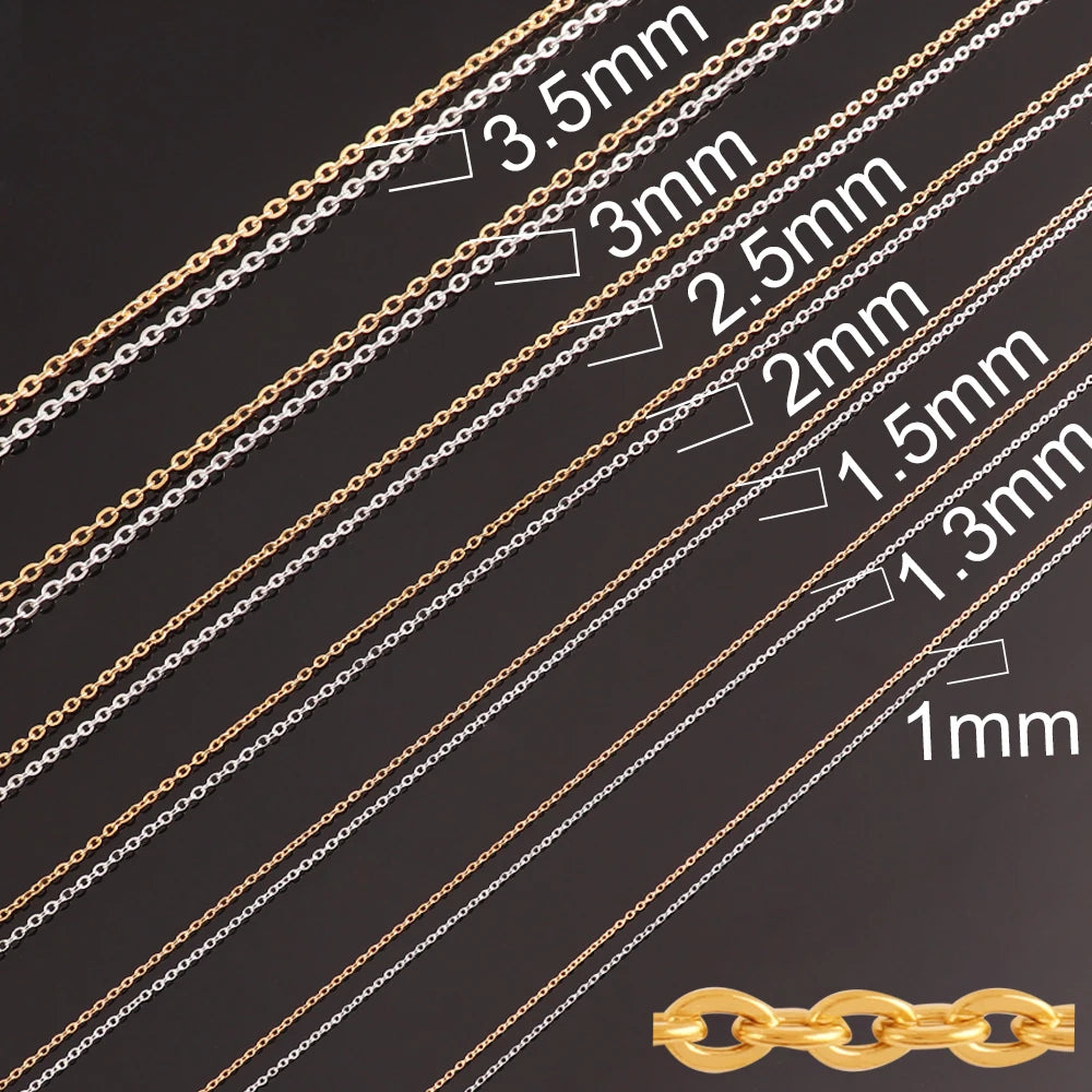 Gold Plated Stainless Steel O-Chains for DIY Jewelry Making 1m Necklace Craft Supplies