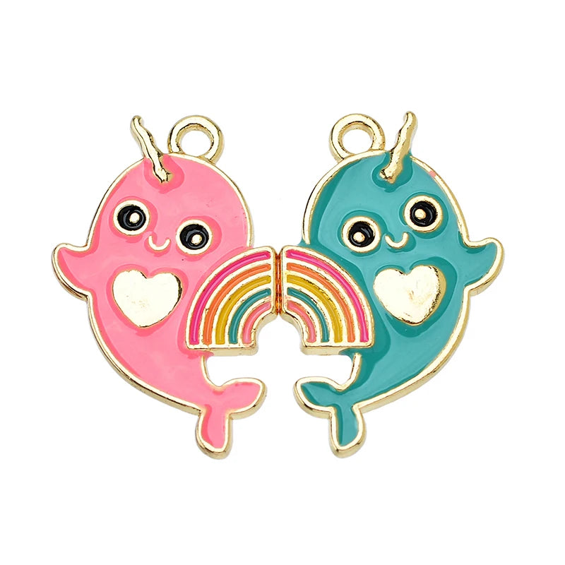 Sweet Heart Rainbow Butterfly Best Friend Charms for DIY Necklace Jewelry Making