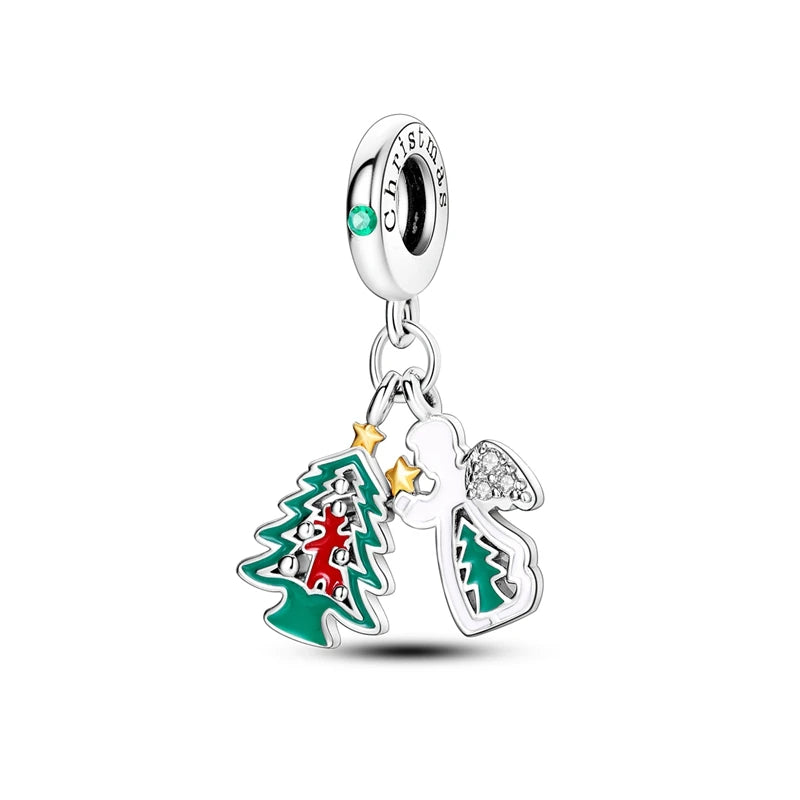 Sterling Silver Snowman Charm Beads for Bracelets Jewelry Gift KTC492