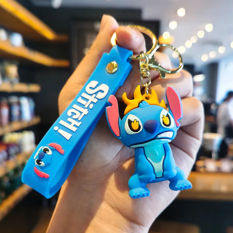 Kawaii Anime Disney Keychain Set Featuring Mickey Mouse, Minnie, Lilo & Stitch