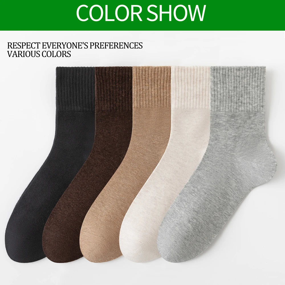 3 Pairs Womens All Season Cotton Cushion Mid Calf Socks