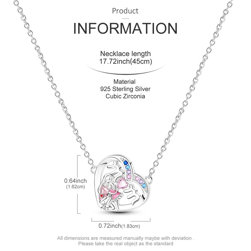 Elegant 925 Sterling Silver Zircon Butterfly Heart Pendant Necklace for Women Anniversary Gift KTN058