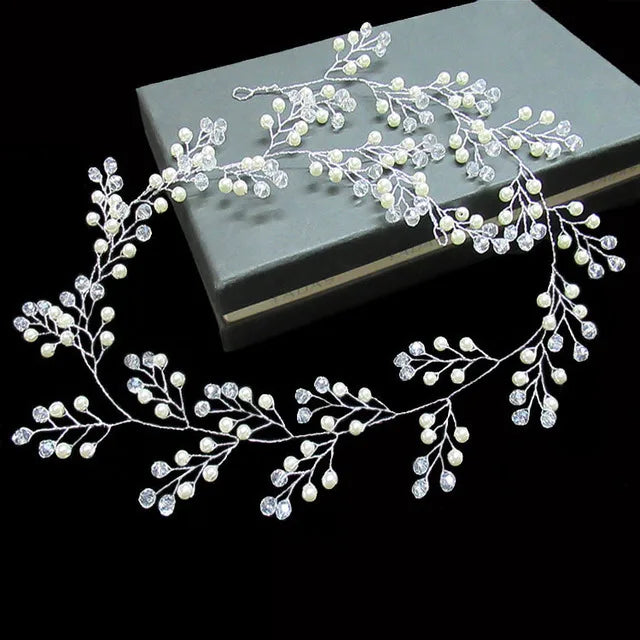 Elegant Pearl Bridal Tiara Headband for Weddings and Photography