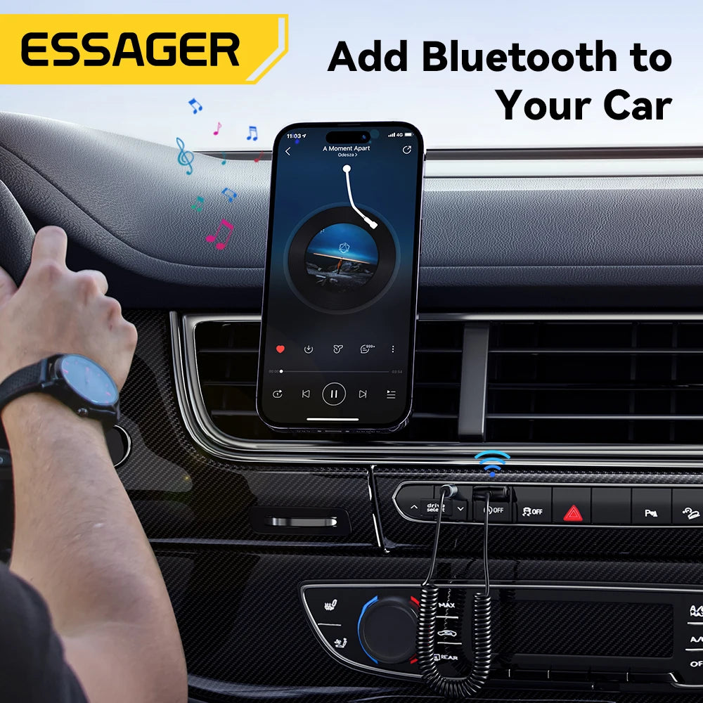 Essager Bluetooth 5.0 USB Audio Adapter Wireless Handsfree Car Stereo Transmitter Receiver with 3.5mm Jack