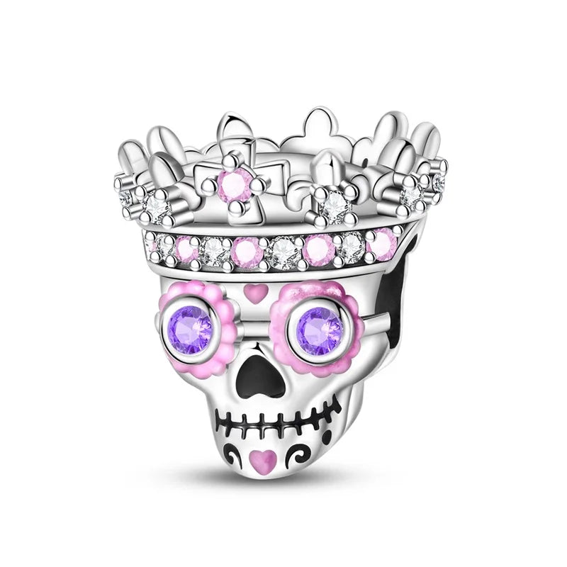 Sterling Silver Halloween Skull Bat Pumpkin Charm Pendant for DIY Jewelry SMC6238