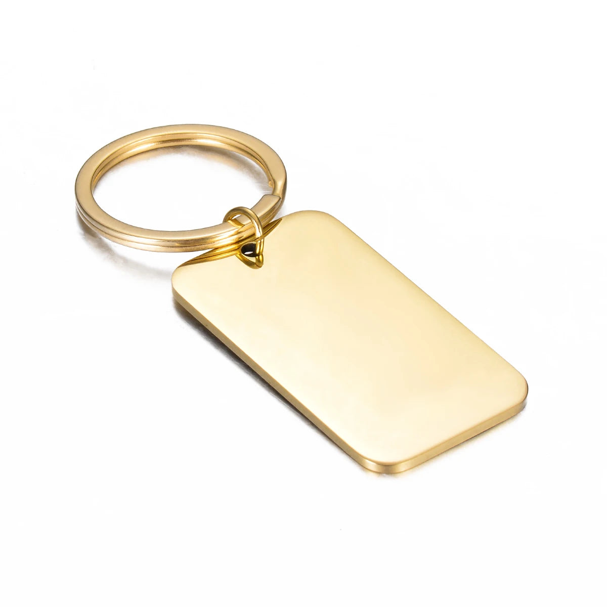 Stainless Steel Rectangle Blank ID Dog Tag Keychain Set for Custom Logo Jewelry Making