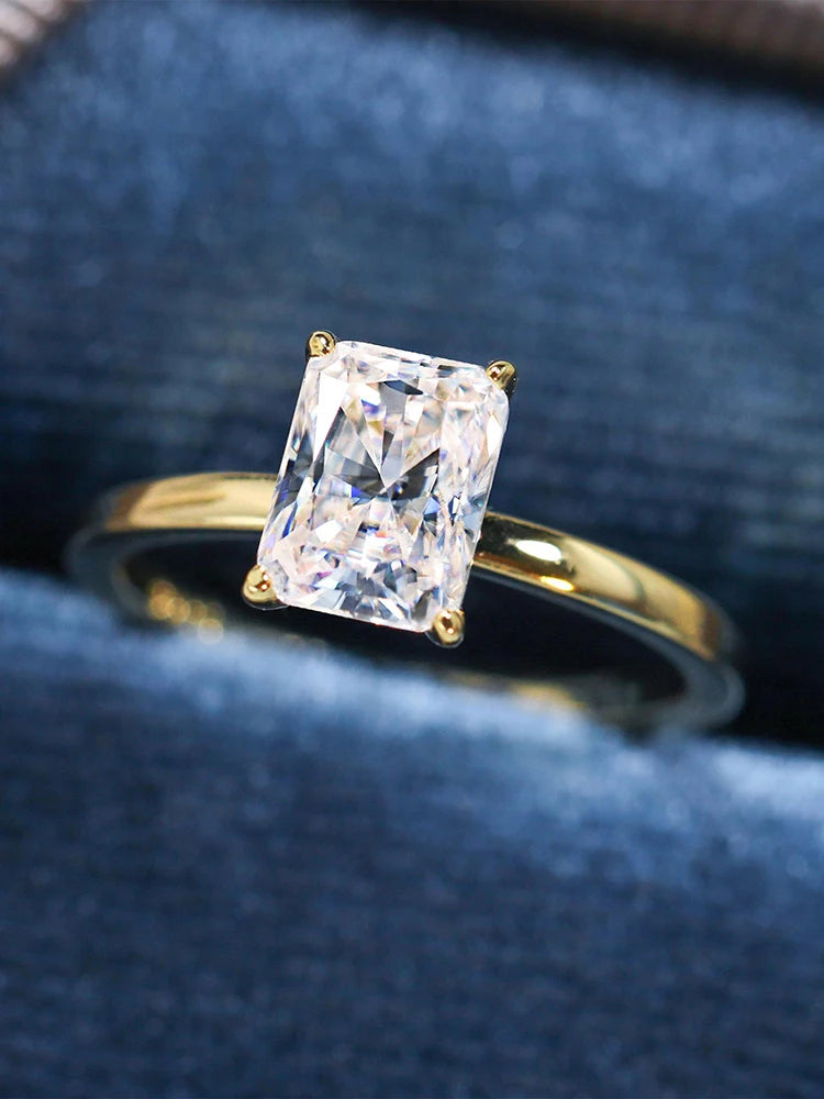 925 Sterling Silver Zircon Rectangular Engagement Ring for Women Luxury Wedding Fine Jewelry