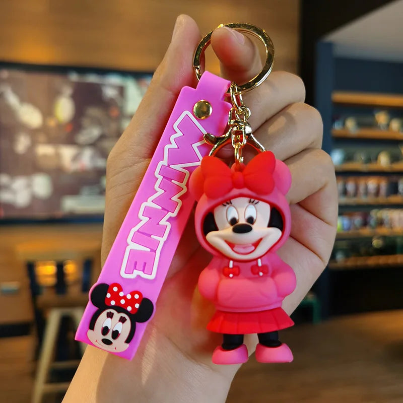 Kawaii Anime Disney Keychain Set Featuring Mickey Mouse, Minnie, Lilo & Stitch