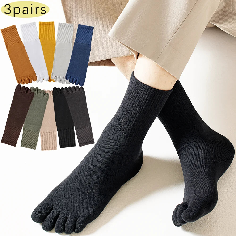 Mens Split Toe Cotton Crew Socks Moisture Wicking Freshness