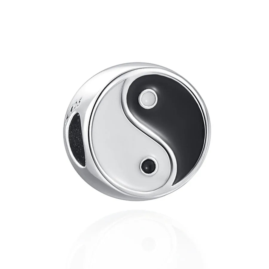 Yinyang Flower Clover Pendant 925 Silver Amulet for Bracelets DIY Jewelry Gift B1195