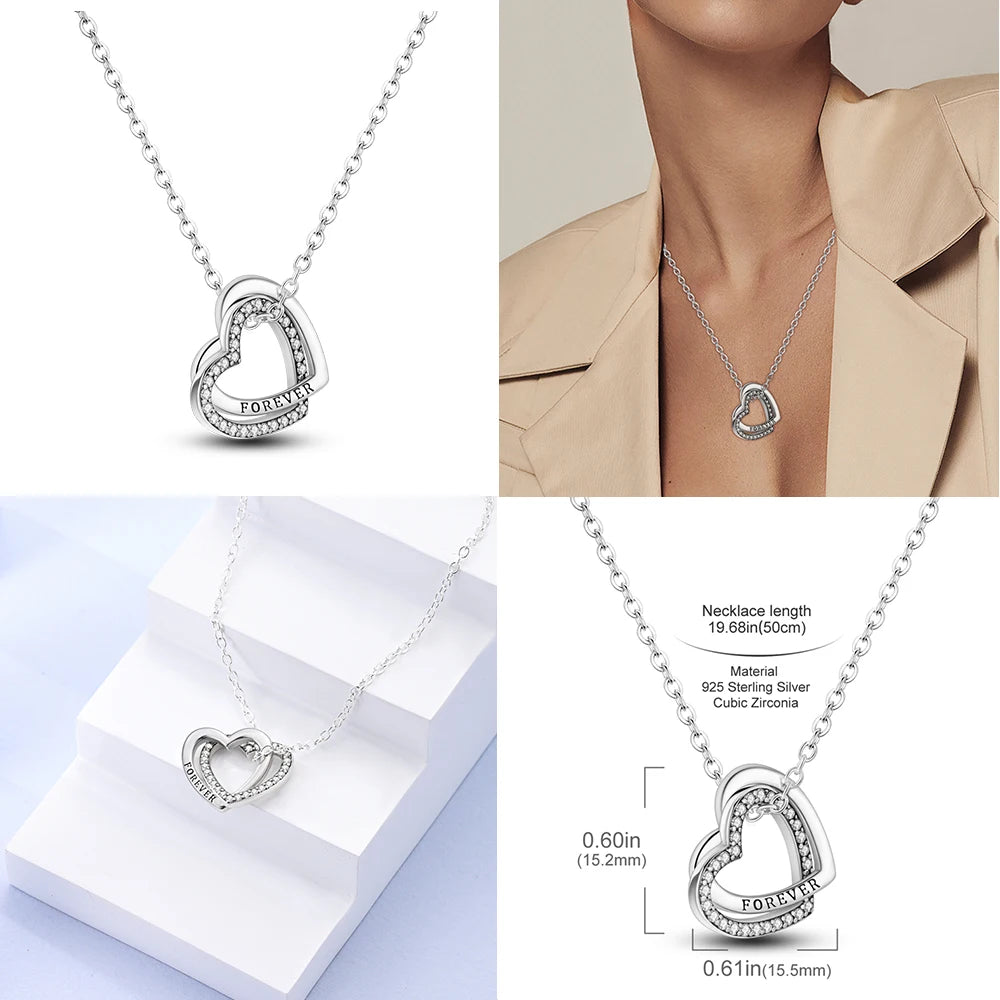 925 Sterling Silver Heart Chain Necklace for Women with Luxury Dog Paw Design Jewelry Gift