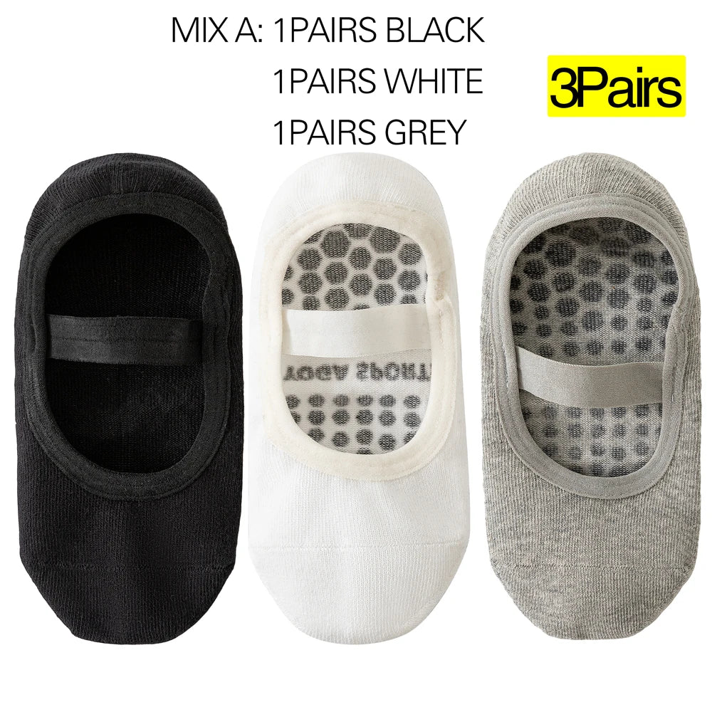 3 Pairs Womens No Show One Band Anti Slip Yoga Socks