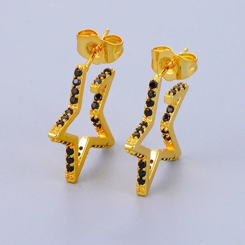 Crmya Gold-Color Cubic Zirconia Hoop Earrings Set for Women Fashion Jewelry 2023
