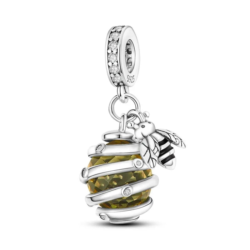 Sterling Silver Four-Leaf Clover Charm Bracelet for Women B2429diao