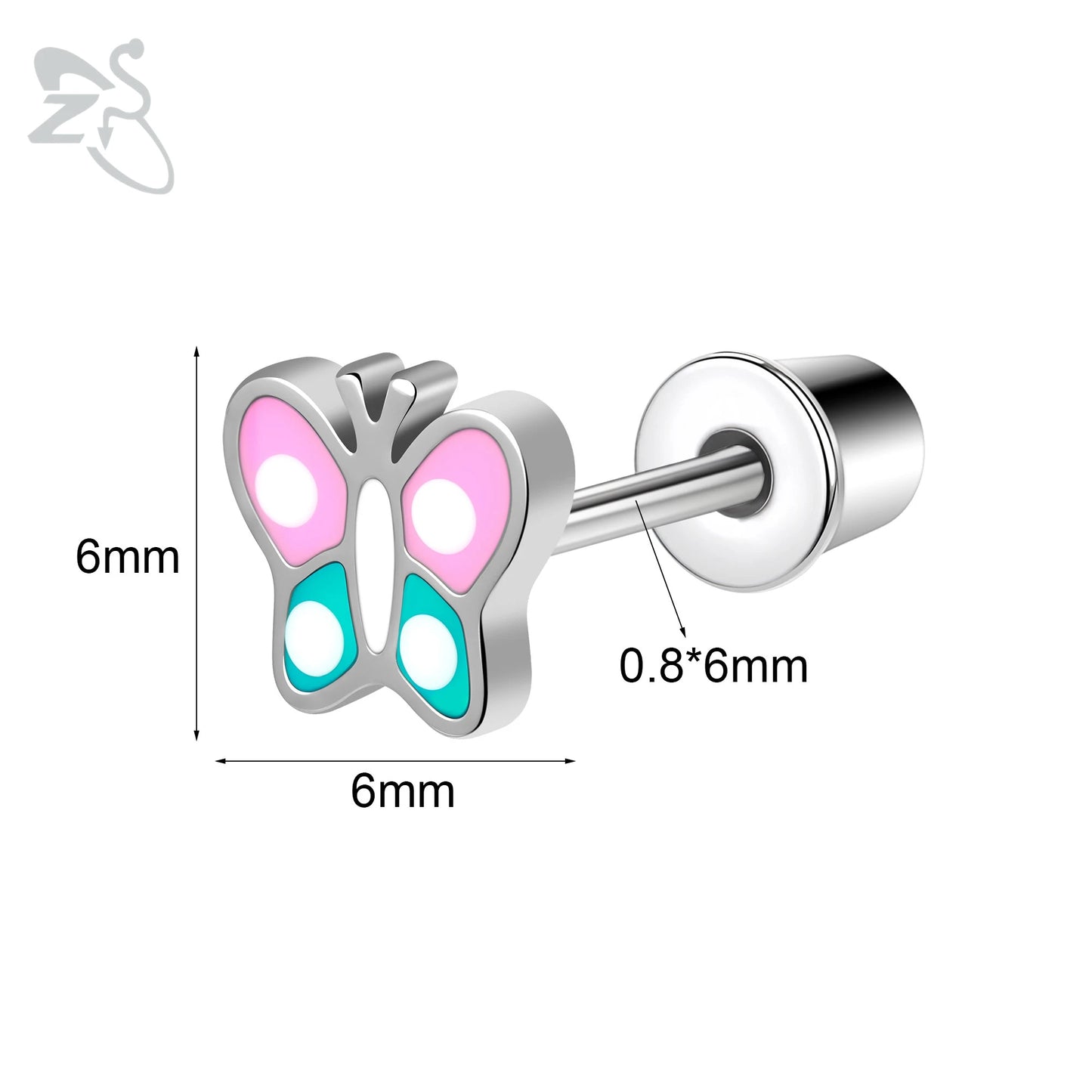 Charming Stainless Steel Flower Butterfly Stud Earrings for Children and Women