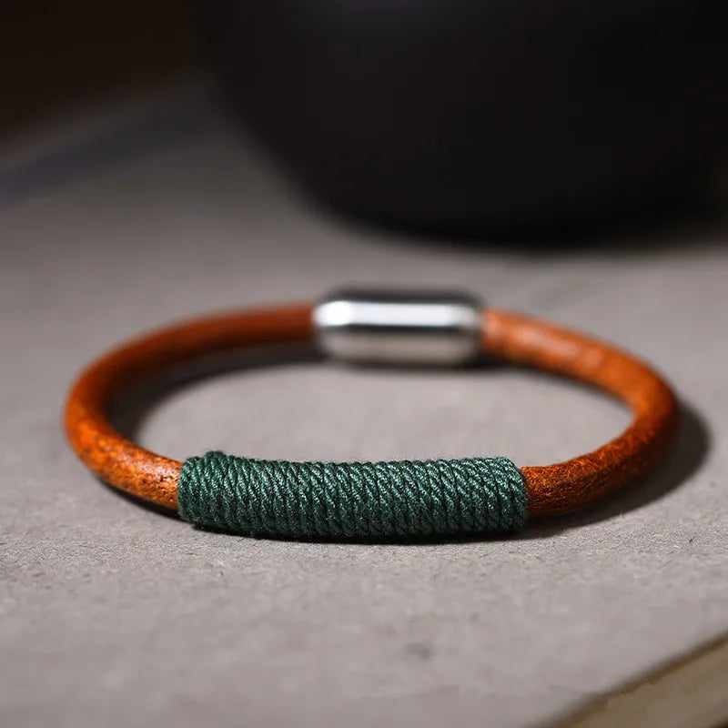 Tibetan Style Handwoven Leather Rope Bracelet for Couples